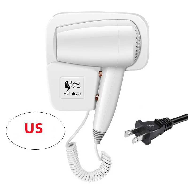 Hair Dryers Hotel Non Perforated Wall Mounted Hair Dryer Home Bathroom High Wind Blue Light Hair Care Hair Dryer 240401