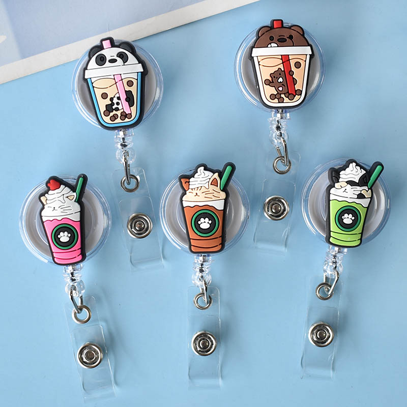1PCS Retractable Pull Badge Nurse Cute Bubble Milk Tea Badge Reel Clip Badge Holder 2025 Doctor ID Card School new Student Office
