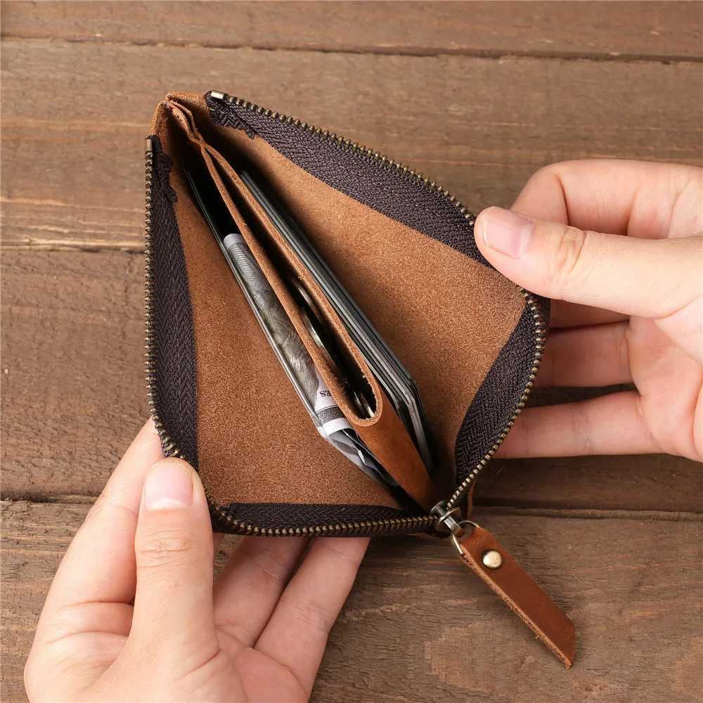 Men Small Wallets Genuine Leather Credit Business Card Holder Purse Mey Case Vintage Cluh Short Women Men Coin Pocket BagXJ241111