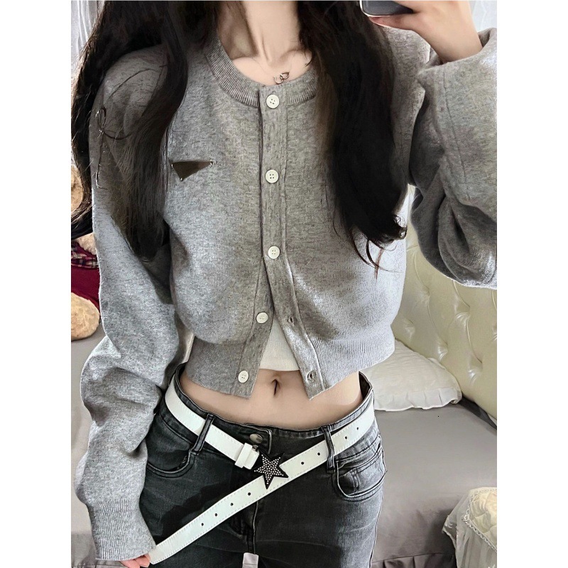 Korean Autumn New Women S Clothing High End And Cool Style Short Jacket Knitted Cardigan Chic Top Design Sense F1102#40