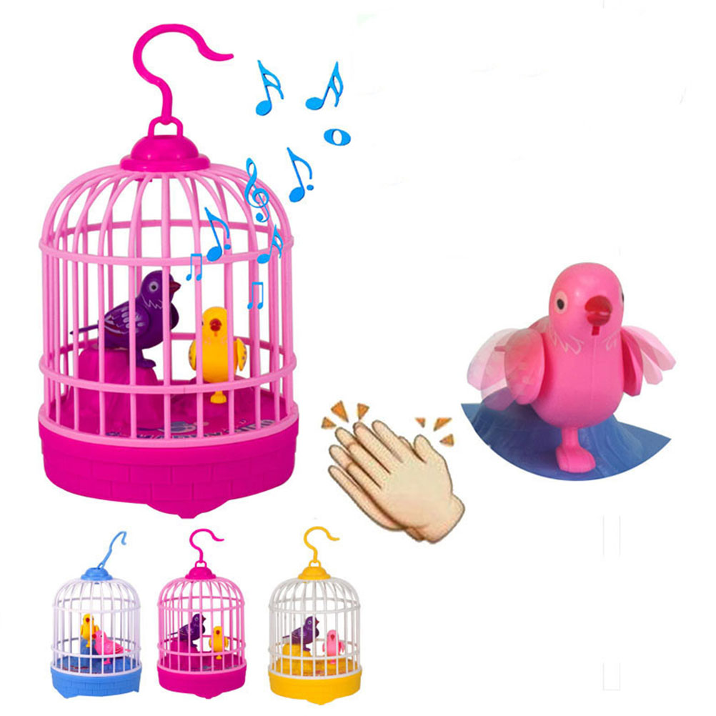 2025 Parrot Toy Bird Cage new Electric Electronic Voice Control Singing Birds Talking Repeat Model Figurine Statue Pet Branchanimal