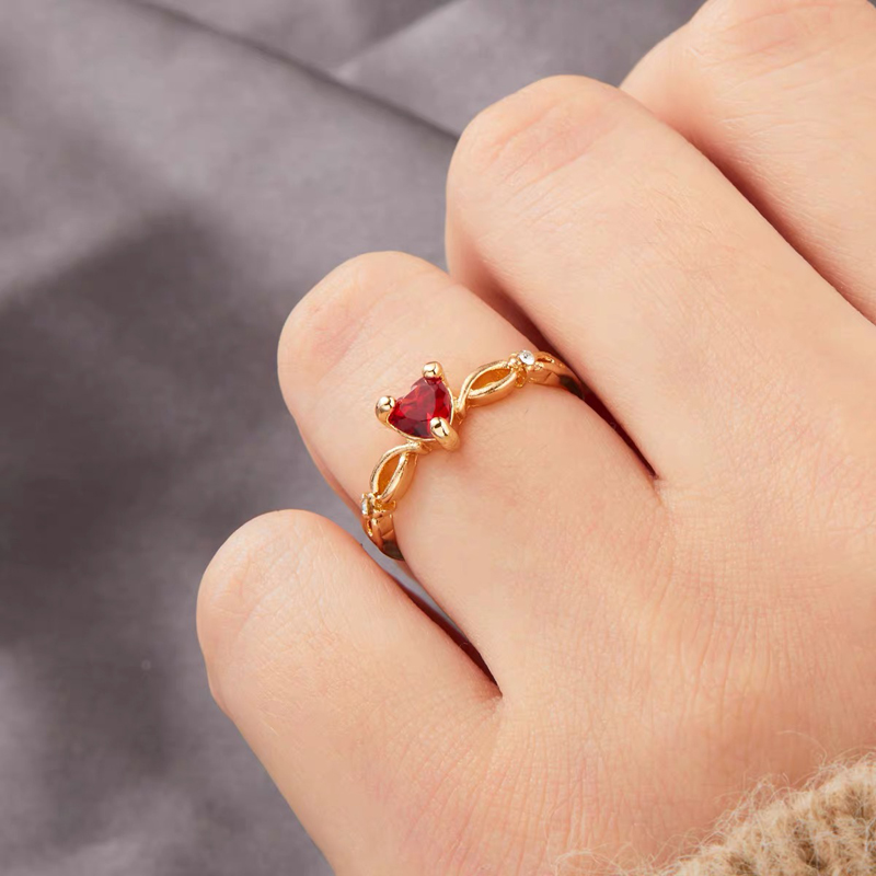 LMNZB Trendy Cute Heart Simulated Ruby Ring Bride Wedding Jewelry for Women Lady Anniversary Gift Jewelry R678