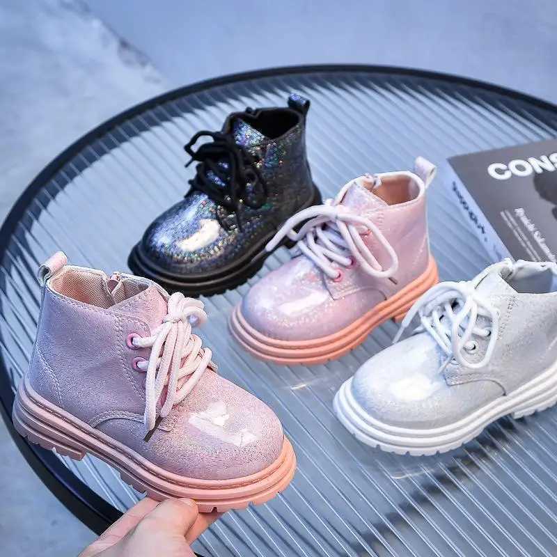 New autumn and winter childrens leather boots waterproof and non slip rubber outsole zipper ankle boots boys and girls childrens shoes M241102