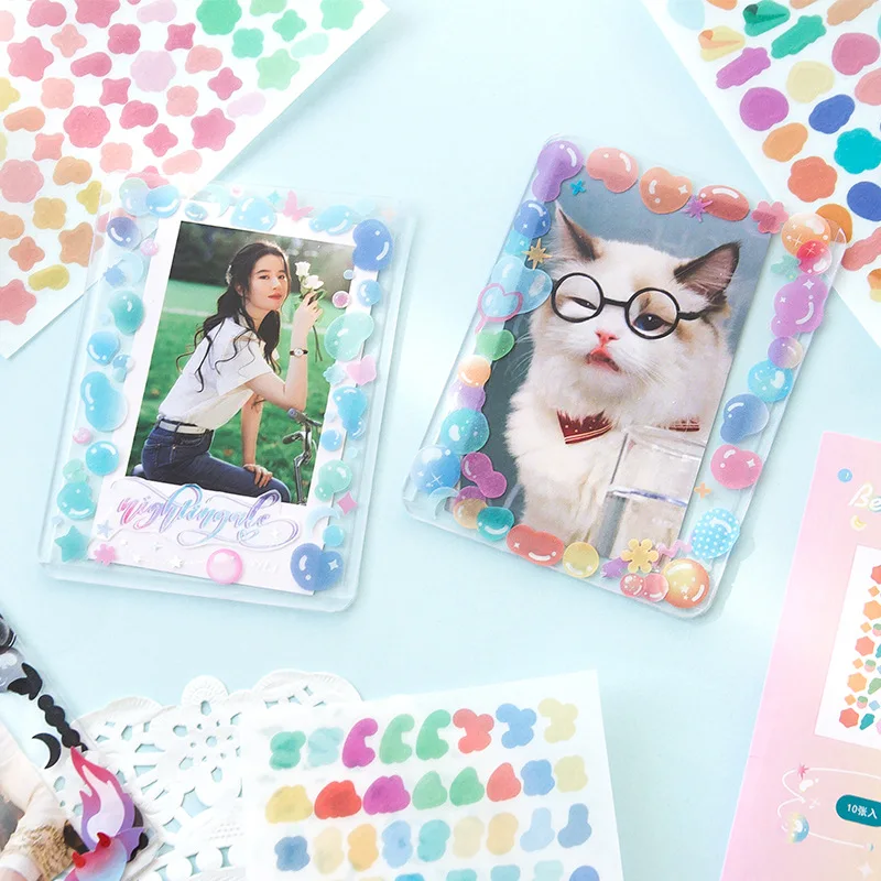 MOHAMM 10 Sheets Basic new Dot Star 2025 Bubble Decorative Sticker for DIY Scrapbooking Material Collage Card Photos Material