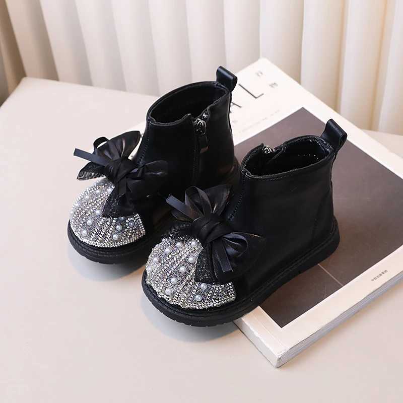 Childrens short boots side zipper girls princess boots big sweet bow new childrens ankle boots anti slip temperature M241102