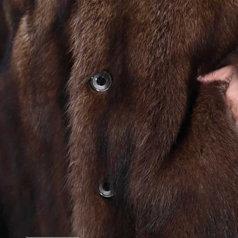 New Model 2023 Mens Long Fur Fashion Coat Winter Warm Mink Coat Fat Jacket Loose Soft and Comfortable Casual WindbreakerXJ241102