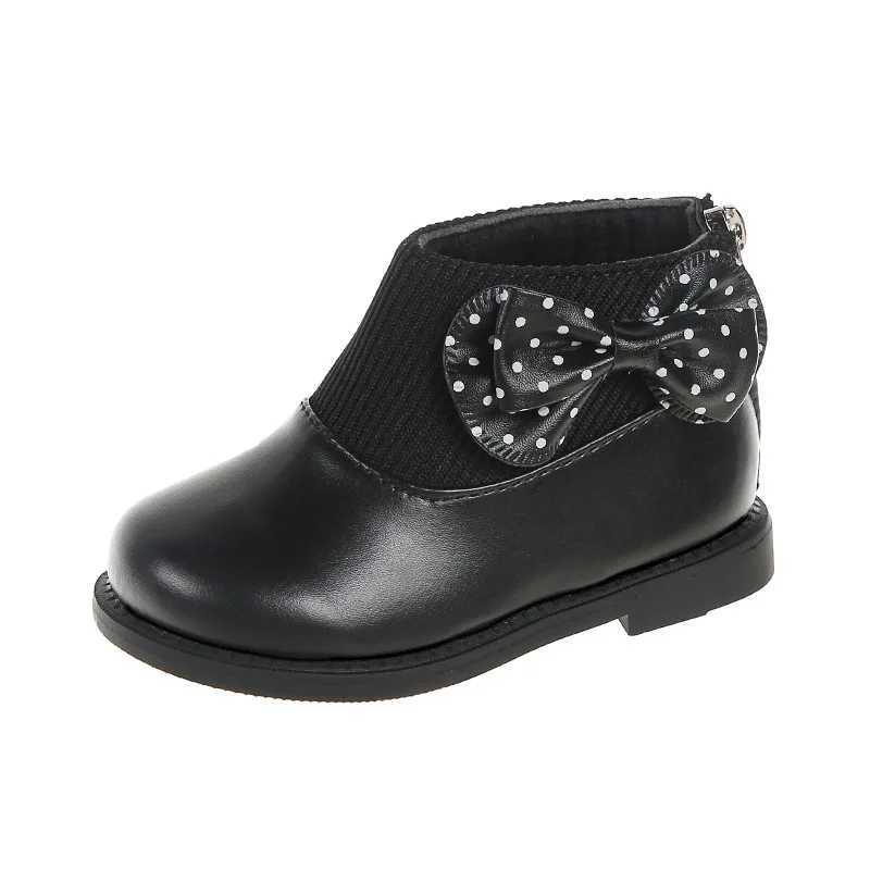 Fashion Girl Boot Soft Soles Comfort Girl Shoe Simple Bow Shaped Kid Shoes Versatile Slish Ankle Boot Sweet Trendy Child Boots M241102