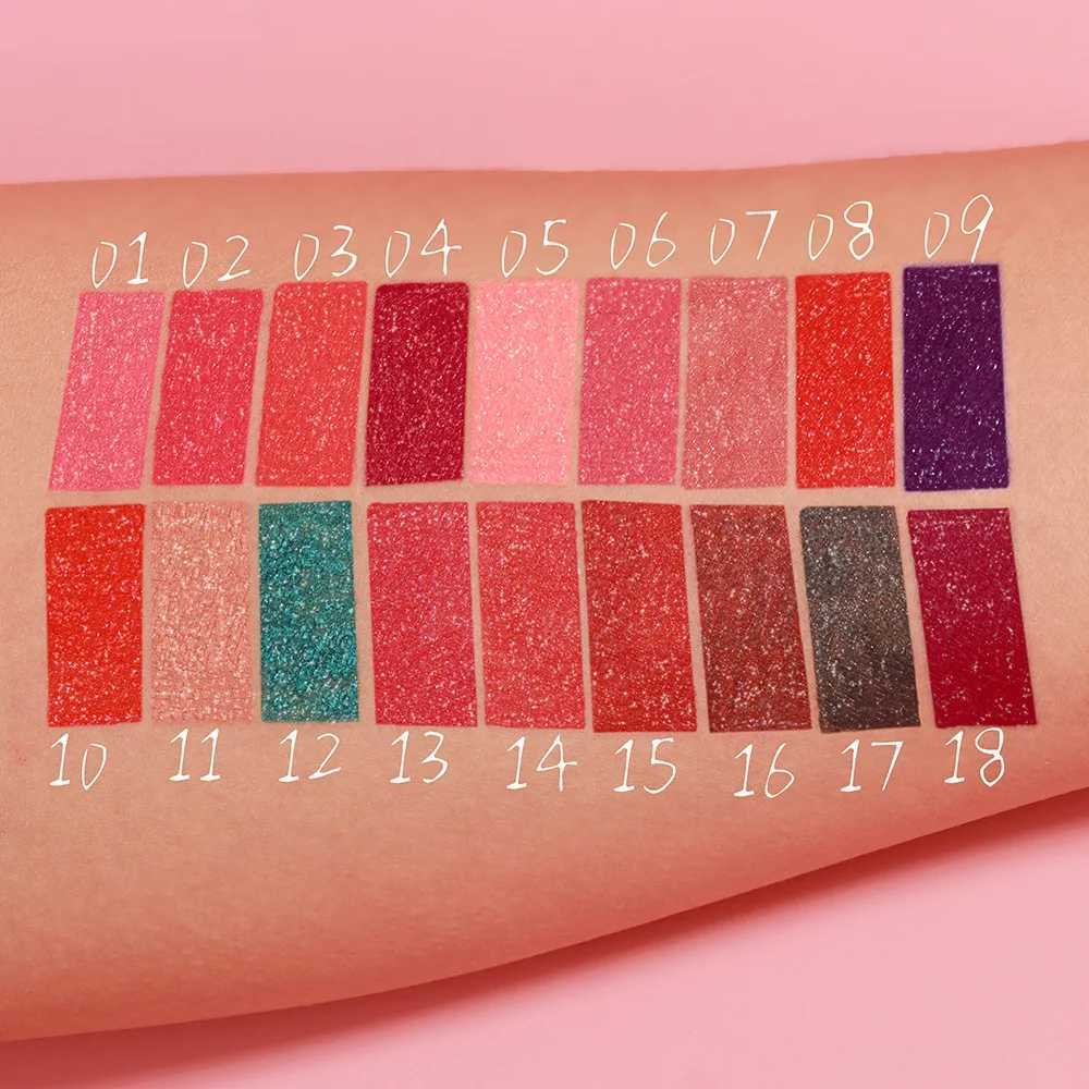 DUNUF18 Diamond Flash Liquid lipstick Lasting Stick Free Cup Waterproof Metal Matte Full Color lipstick W241101