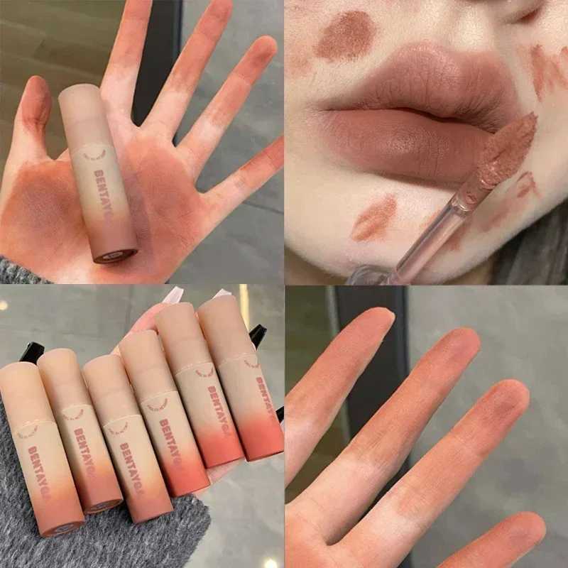 6 colors matte lip gloss waterproof easy to wear velvet rose reddish brown lip mud nude durable liquid lipstick lipstick makeup W241101