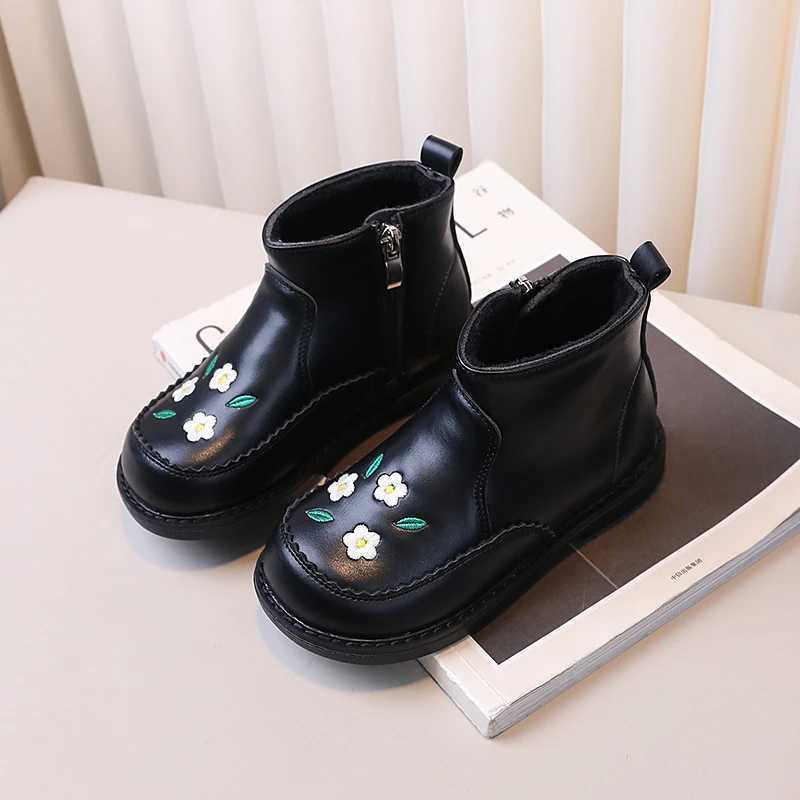 Girl Embroidered Princess Ankle Boots Sweet New Childrens Winter Boots Outdoor Warm Edition Childrens Fashion Cotton Boots M241102