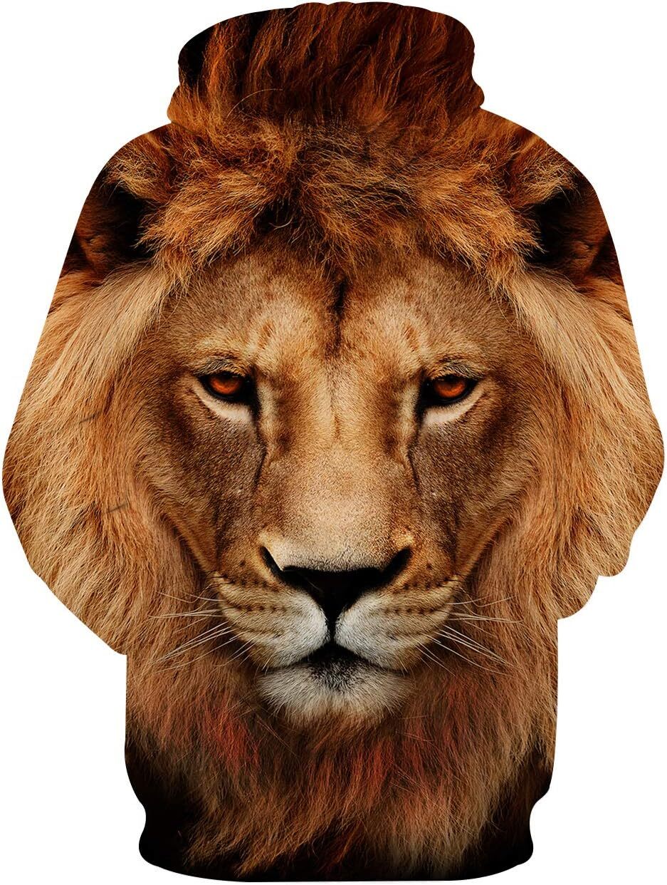 Hoodie for Mens Womens Unisex 3D Printed Hoodies Casual Workout Hoodie Sweater Sweatshirt Graphic Hoodies Three-dimensional lion sweatshirt Pullover L