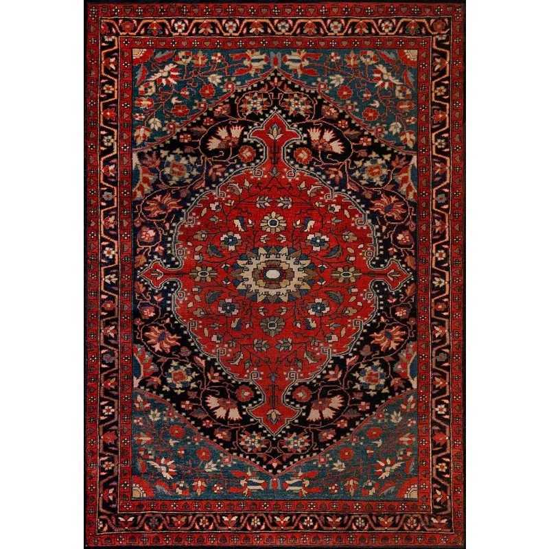 Oriental Medallion Red Area Rug Rustic Mid Century Modern Small Red Dark Blue Carpet Rugs for Living Room Bedroom Dining RoomXJ241101