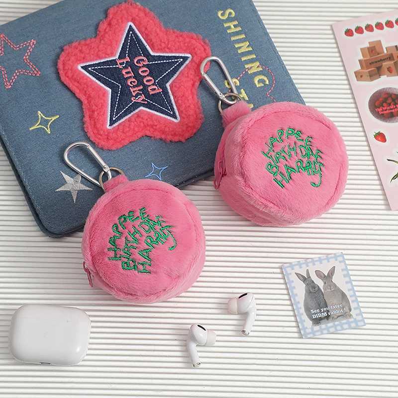 Pink Mini Coin Potters Purse Earphe Cord Storage Bag Kaii Spot Cute Plush Harries Portable Purse Coin Pouch Cake BagXJ241111