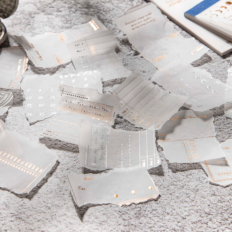 2025 Yoofun 30 Sheets Cycle new of Time Bronzing Sier Litmus Paper Material Paper Planner Creative DIY Collage Decor Stationary