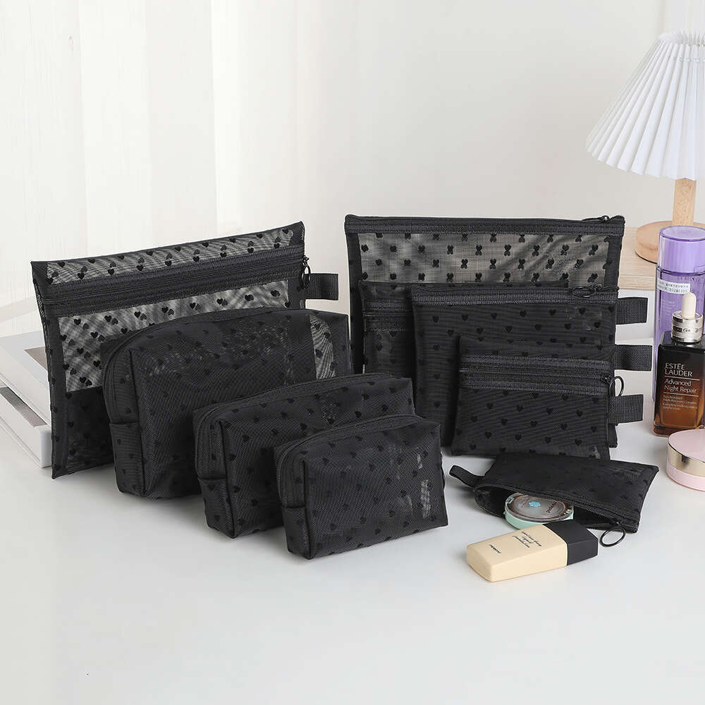 new heartshaped mesh with multiple styles of lipstick touch up card bag portable makeup bag