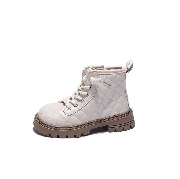 Girls boots childrens fashionable and elegant plain ankle boots childrens autumn and winter side zipper boots childrens princess PU leather shoes M241