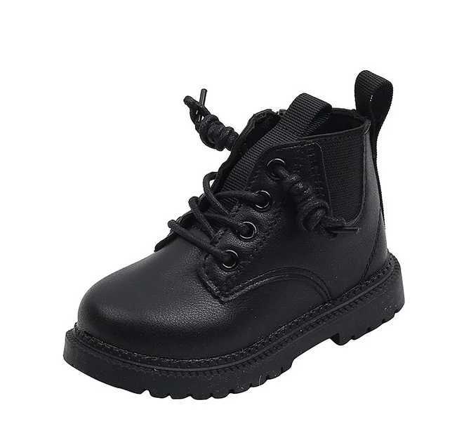 Classic black beige childrens short boots for spring and autumn girls flat shoes Chelsea boots lace up boys boots M241102