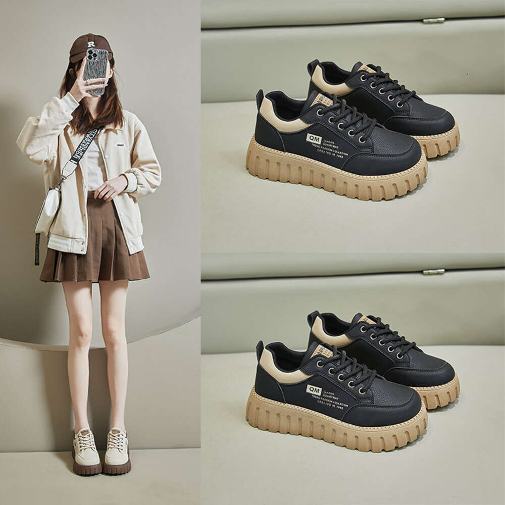 2024 Spring Little White Shoes New Korean Edition Sports Running Female Students Thick Sole Heightening Casual Board Shoes ddmythur