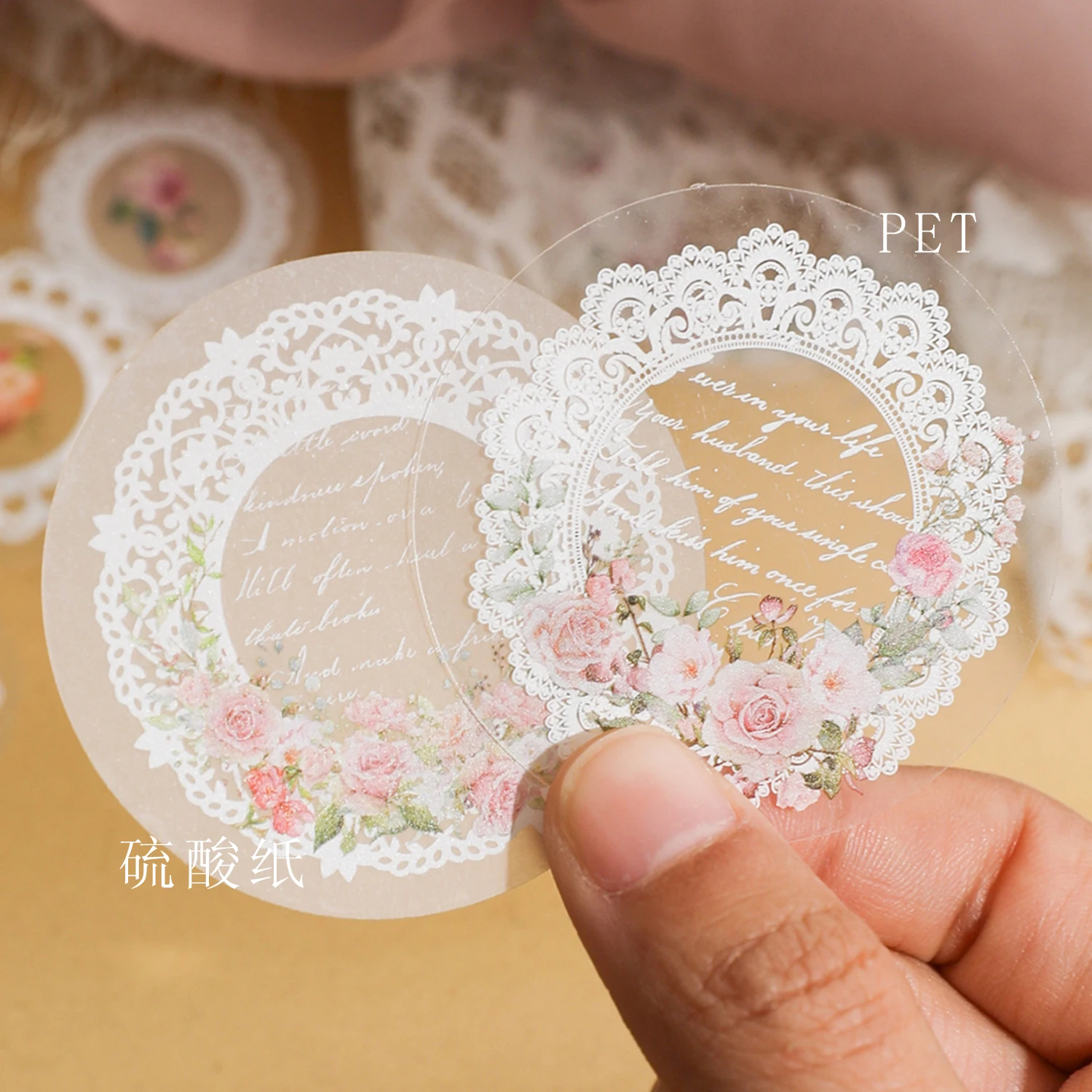 2025 Jounamm 30pcs/pack PET Transparent Lace Stickers DIY Scrapbooking Collage Stationery Decor Junk Journal Creative new Aesth Stickers