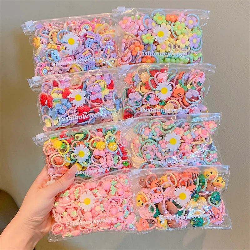 20Pcs Children's Rubber Band 2025 Does Not Hurt The Hair Elastic Good Girl Baby Head Rope Small new Tie Hair Chirp Scrunchies Headdress
