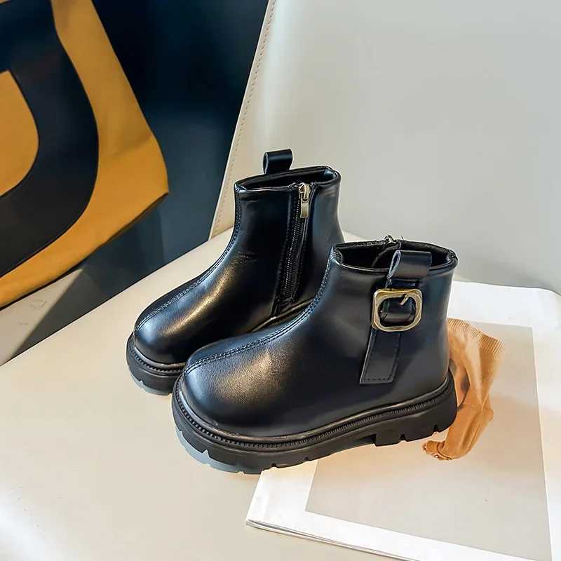 Cute Girl Boots Spring/Summer New Cute Childrens Fashion Buckle UK Sle PU Baby Boys Casual Short Boots PU Childrens Boots M241102