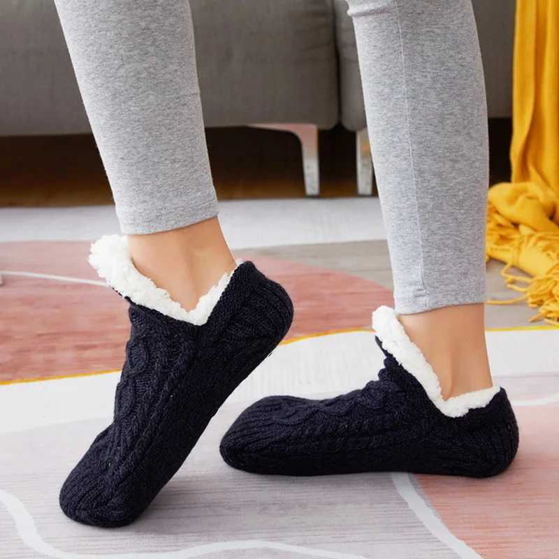 New Thermal Mens Slipper Winter Warm Short Cotton Thickened Home Sleeping Soft Non Slip Grip Fuzzy Floor Sock Fluffy Male LX241102
