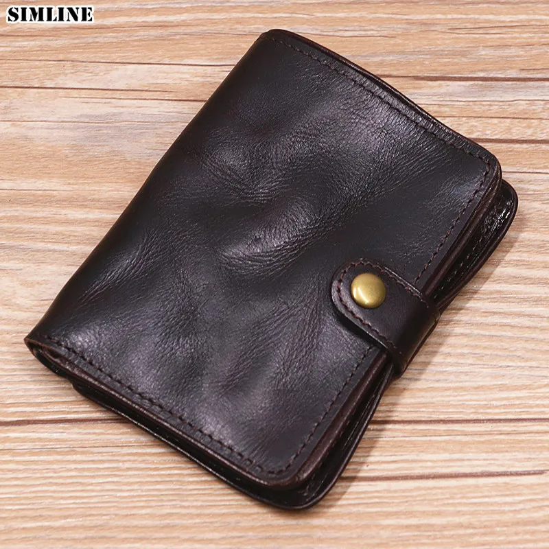 Genuine Leather Wallet For Men Original Cowhide Vintage Handmade Short new Bifold Slim Rfid 2025 Men's Purse With Card Holder Top Quality