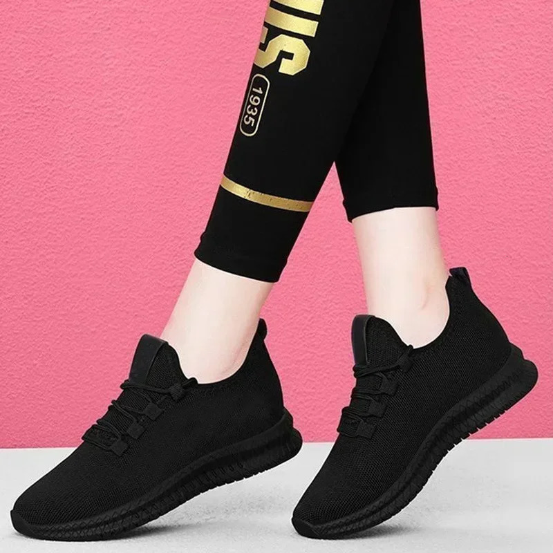 Womens Breathable Non-slip Platform Fashion Autumn Casual Shoes Korean Running Shoes Black Sneakers Shoes for Women 241101