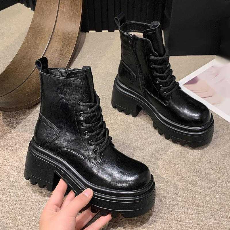 CMM Leather Boots for Women Autumn and Winter New High Heels Short Boots for Women Casual Versatile Boots for Children Fashion Womens Boots