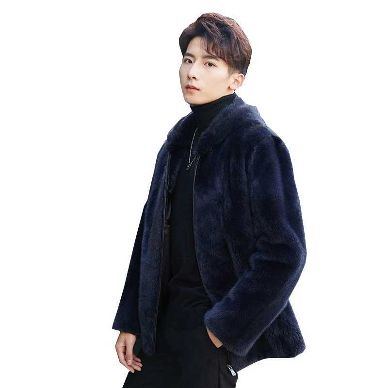 Winter mink coat Mens whole mink with a hat to trim the mink fur Haining fur one mens coat Fur coat men jacketXJ241102