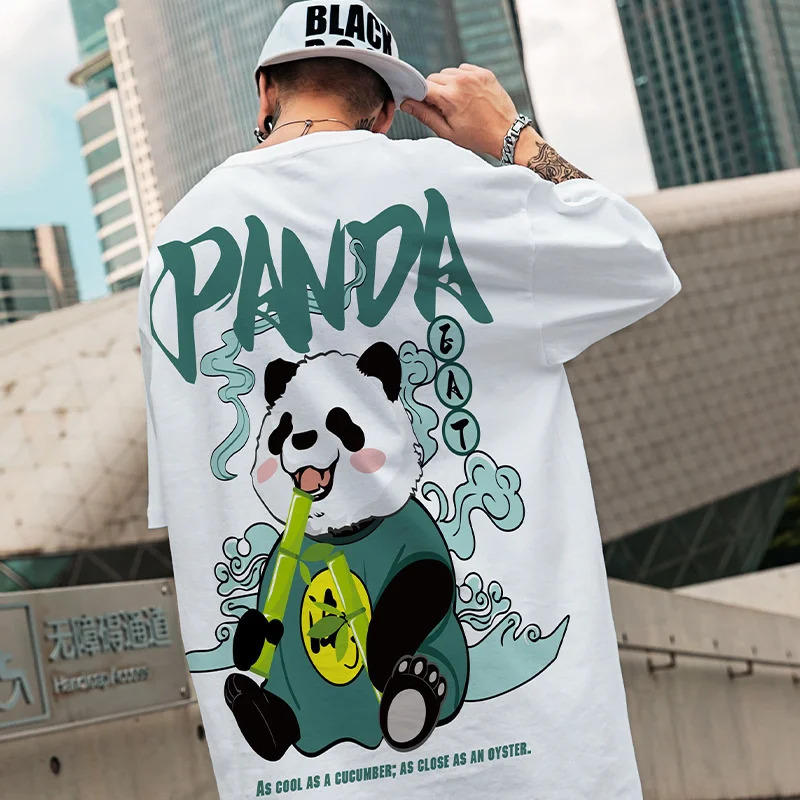 Kawaii Vintage Anime panda Print T Shirt Funny Men Summer Casual Short Sleeve Tshirts Male plus size Tops ropa y2k hombre Tees 240321