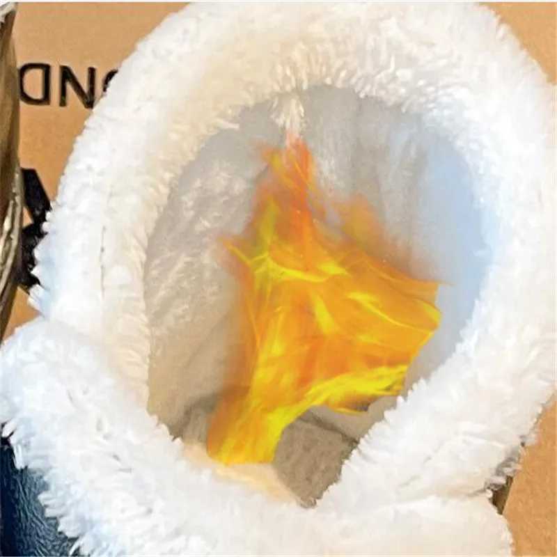 New Winter Childrens Shoes PU Leather Warm Plush Girls Boots Waterproof Girls Velvet Cotton Shoes Fashion Childrens Short Snow Boots M241102