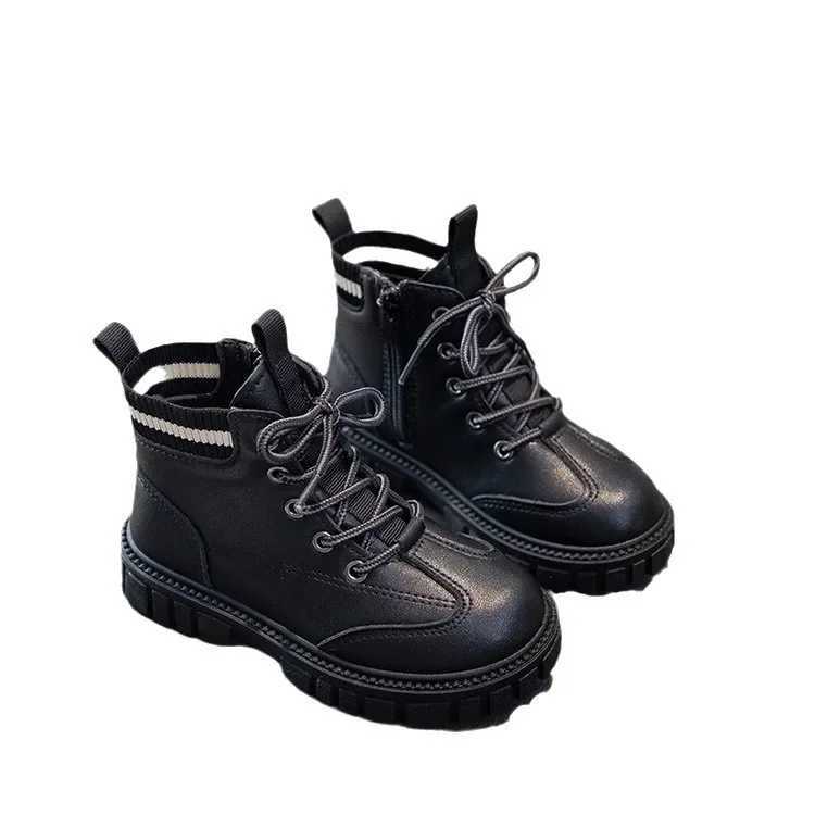 Boys and girls ankle boots round toe fashionable childrens short boots wear-resistant autumn new childrens leather boots version simple M241102