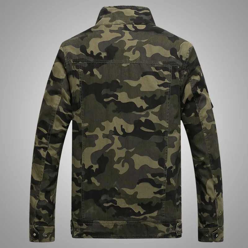 Autumn mens jacket new pure cotton wrinkle resistant LTI pocket outdoor travel rack collar top mens camouflage flight jacket W241102