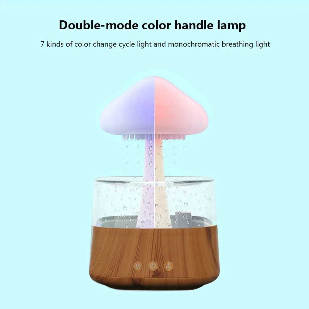 Mushroom Rain Air Humidifier Colorful Night Light Electric Aroma Diffuser Moisturize Skin Relieve Fatigues for Bedroom Kids RoomC241102