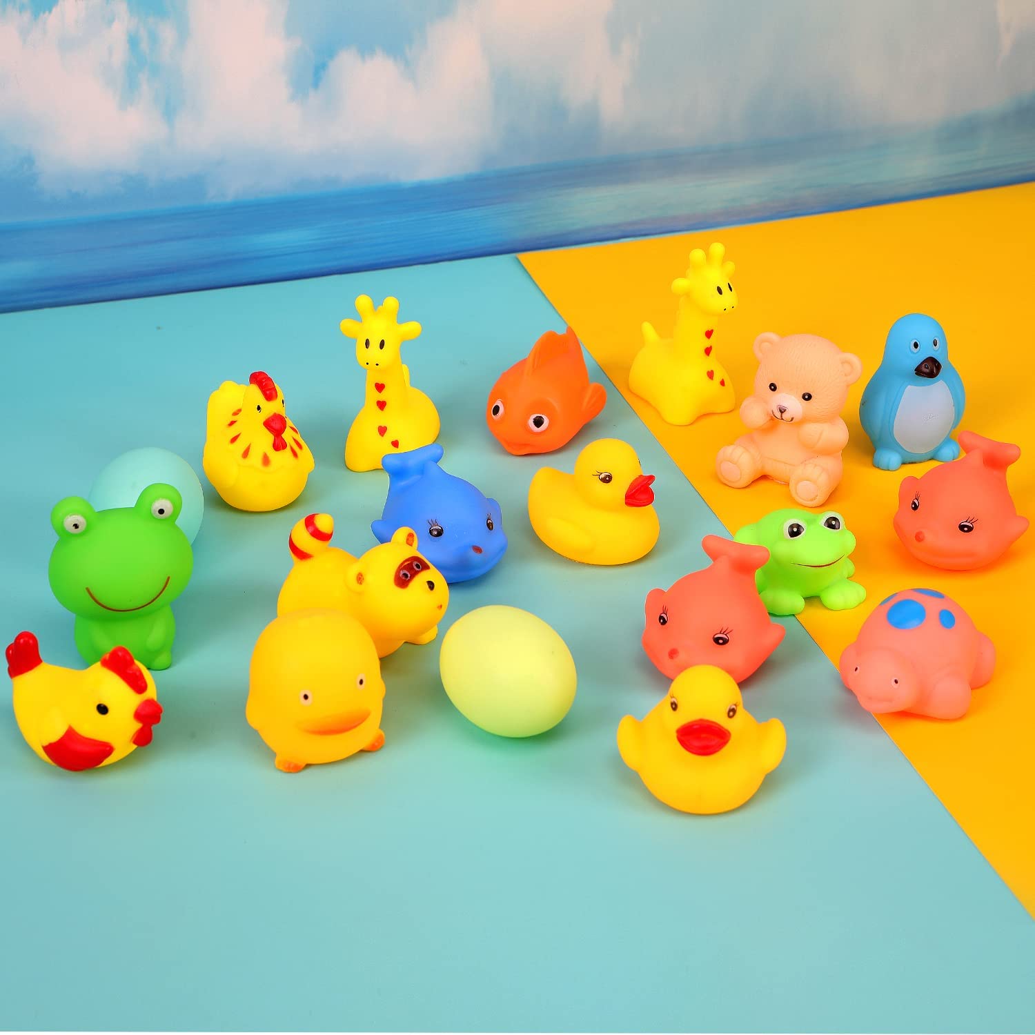 10Pcs/set Baby Cute Animals Bath Toy Swimming Water Toys Soft Rubber Float Squeeze 2025 Sound Kids Wash new Play Funny toys Gifts