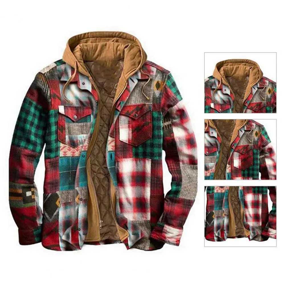 Mens autumn and winter hooded jacket Harajuku plain weave zipper long Sle Coats basic casual shirt jacket European and American sizes M-4XL W241102