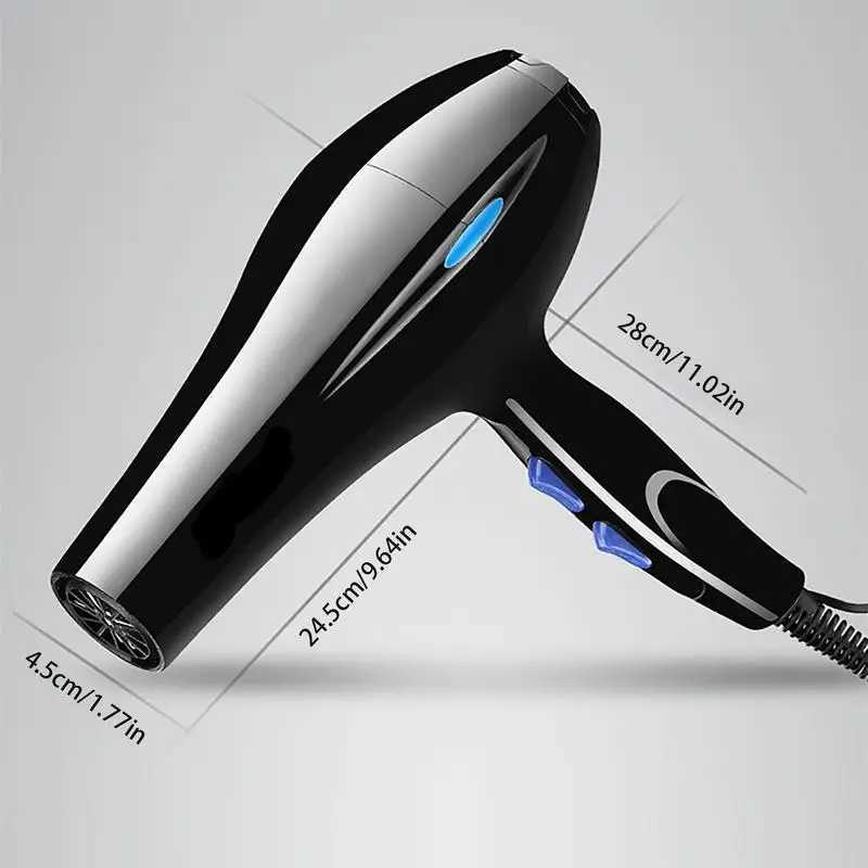 Hair Dryers Dryer 2200W With Diffuser Black Dryer 2200W Powerful Hair Dryer With Dryer Attachments Styling Nozzles Pointed Tail Comb Flat 240401