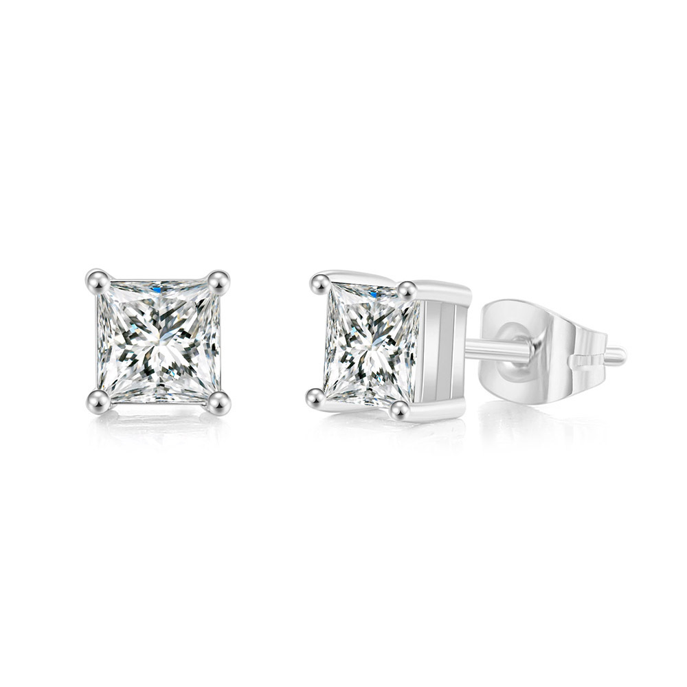 Popular Square Zircon Stud Earrings For Men Women Classic Everything Matching Ear Accessories Jewelry Wholesale aretes de mujer hip hop men earring