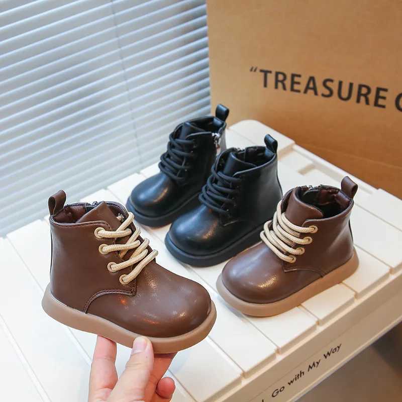 Little boy fashion childrens autumn leather boots 2-10 year old boys ankle boots mocha nude boots brown M241102