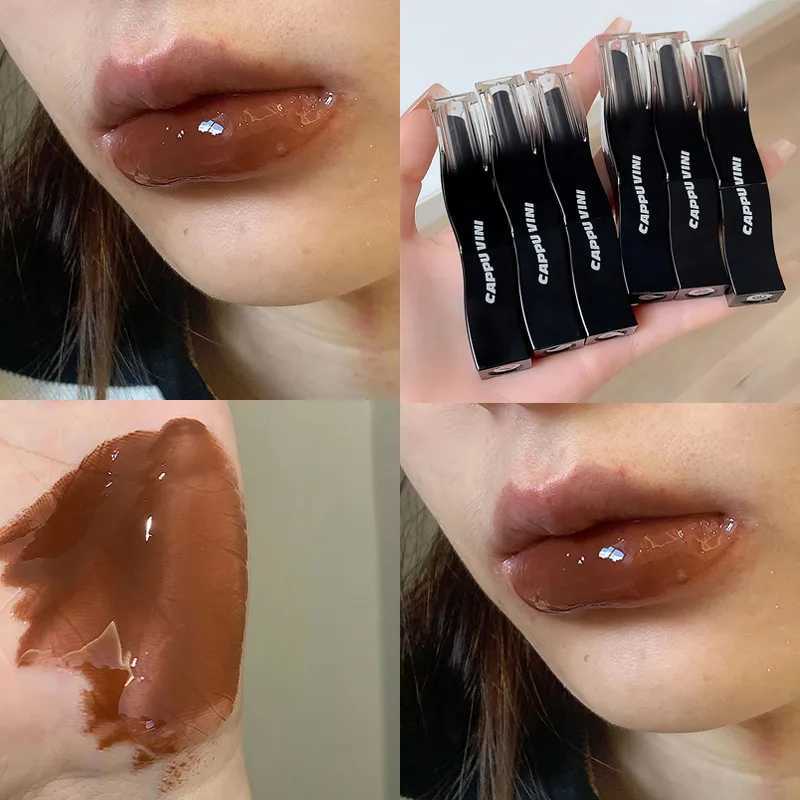 Punk Dark Brown Mirror Water Liploss Red Lip Glaze Moisturizing Glass lipstick Waterproof Liquid lipstick W241101