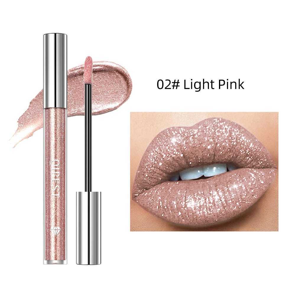 QIBEST Glittering Lip Gloss Beautiful girl Diamond Glittering Lip Tint Waterproof Lasting 6 Color Grey Glitter Liquid lipstick Makeup W241101