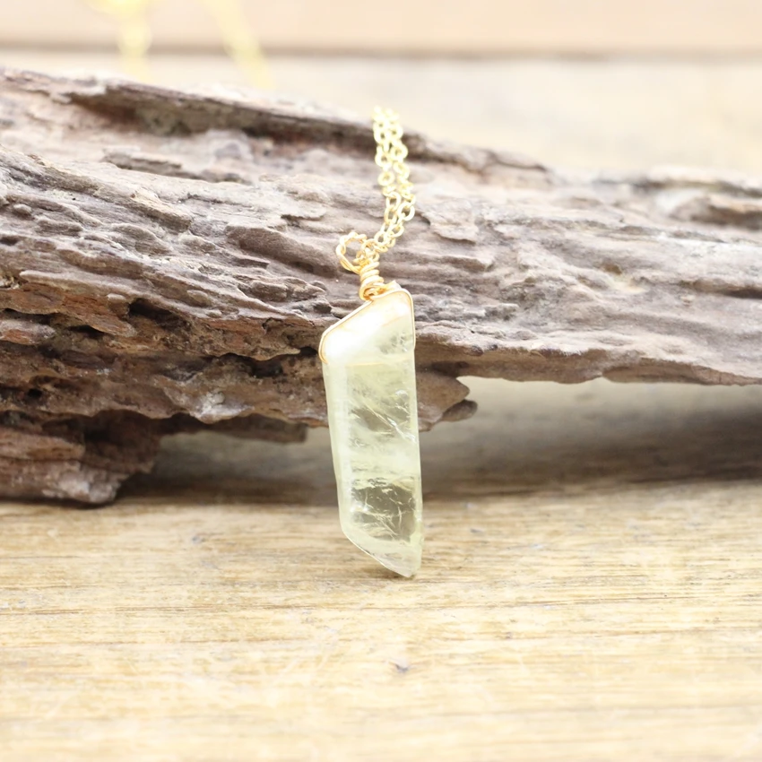 Gold Chains 2025 Wire Wrapped Raw Stone Silce Slab Pendants,Healing Crystal new Reiki Natural Quartz Gems Necklace Women Jewelry,QC3291
