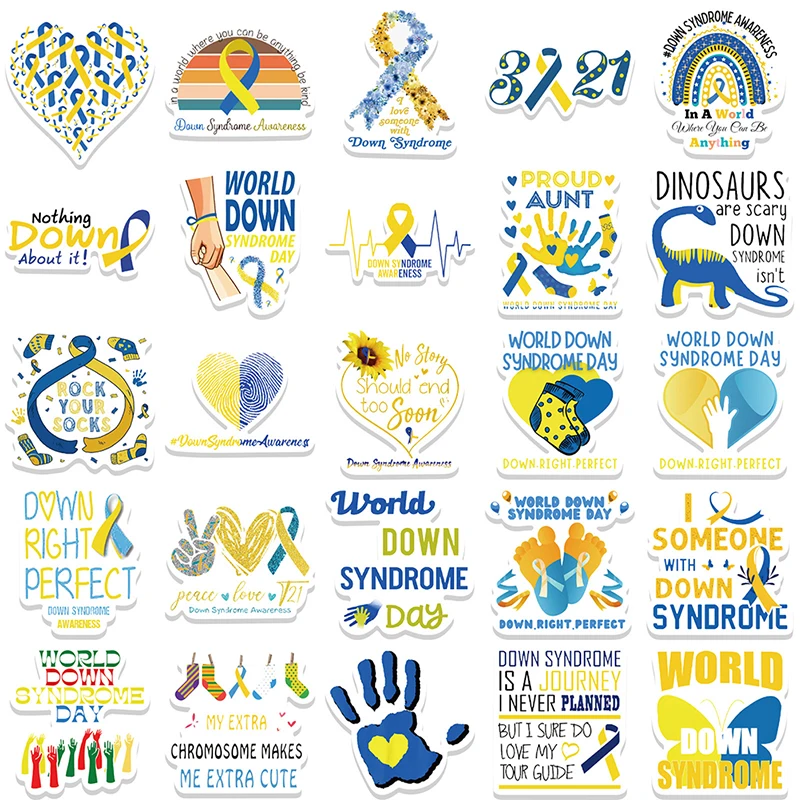 50PCS Down 2025 Syndrome Care Car new Stickers Aesthetic Motorcycle Lage Guitar Skateboard Laptop Sticker Decal Sticker