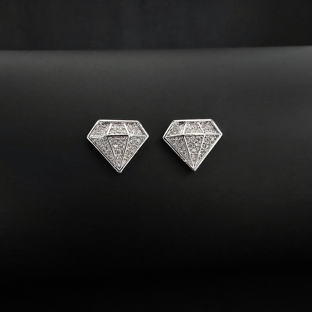 Stud Earrings New Diamond Model Stud Earrings 925 Sterling Silver Zircon Stud Women Geometric Crystal Gold Earrings Luxury Jewelry Exquisite Gift