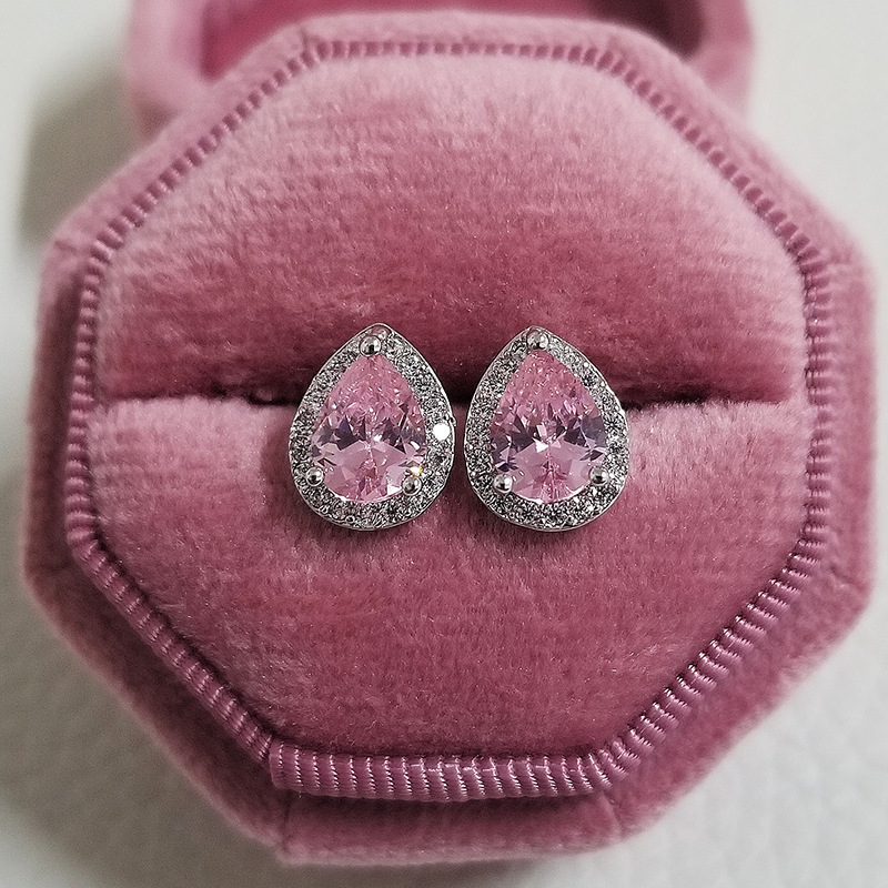 925 sterling silver inlaid AAA zircon earrings women creative fashion pear-shaped teardrop diamond Stud earrings platinum crystal Stud wedding jewelry