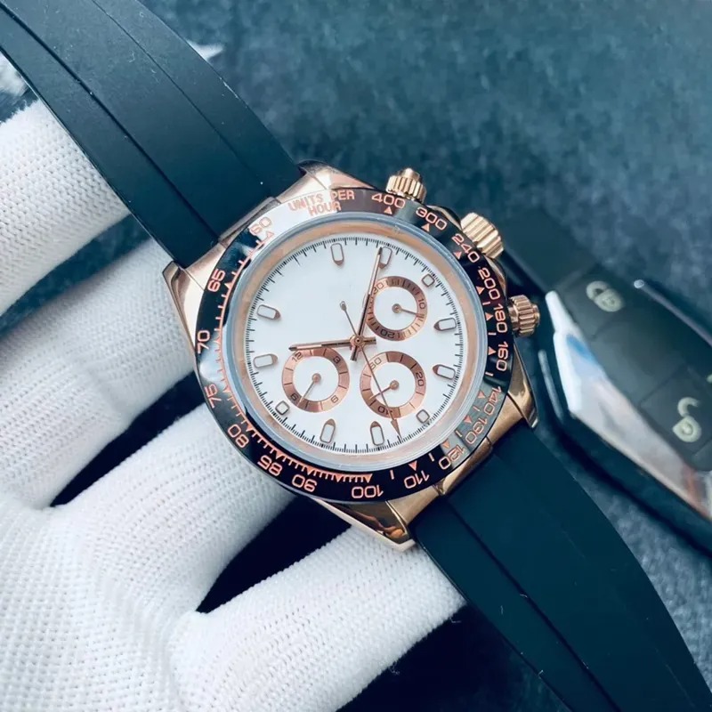 U1 Top-grade AAA Fashion Day Tona 116519LN Watch Men Designers Watches Ceramic Bezel Automatic Mechanical Movement Waterproof Rubber Strap Wristwatche