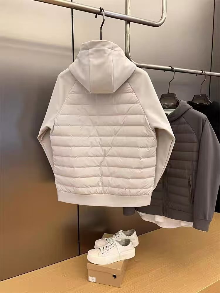 Winter new trend light cotton-padded jacket men loose Joker casual hooded solid color stitching couple coat men