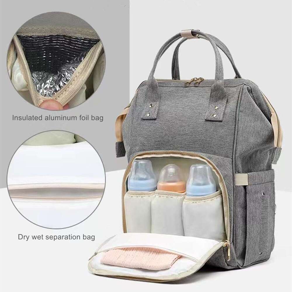 meinkora backpack baby mom and dad travel bag suitable for boys girls grey multi functional diaper bag backpack