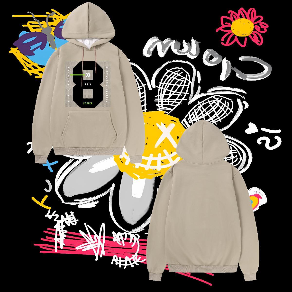 Fashion New Mens Hoodie Drawstring Long Sleeve Loose Fit Men Hoodie Custom Print Oversized Top Hoody Casual Daily Wear Tech Fleece